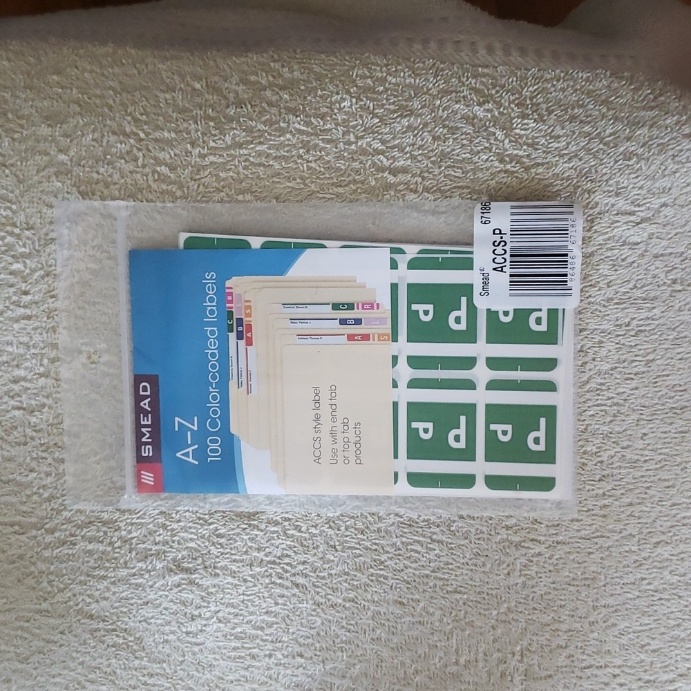 New Smead Color Labels "P"